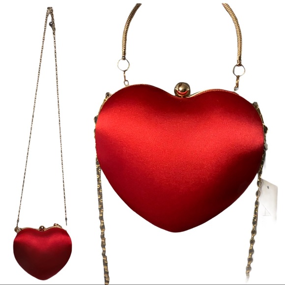 Alessia Handbags - Alessia Heart Shaped Purse Love Date Night Clutch Romantic Holiday Strap Handbag